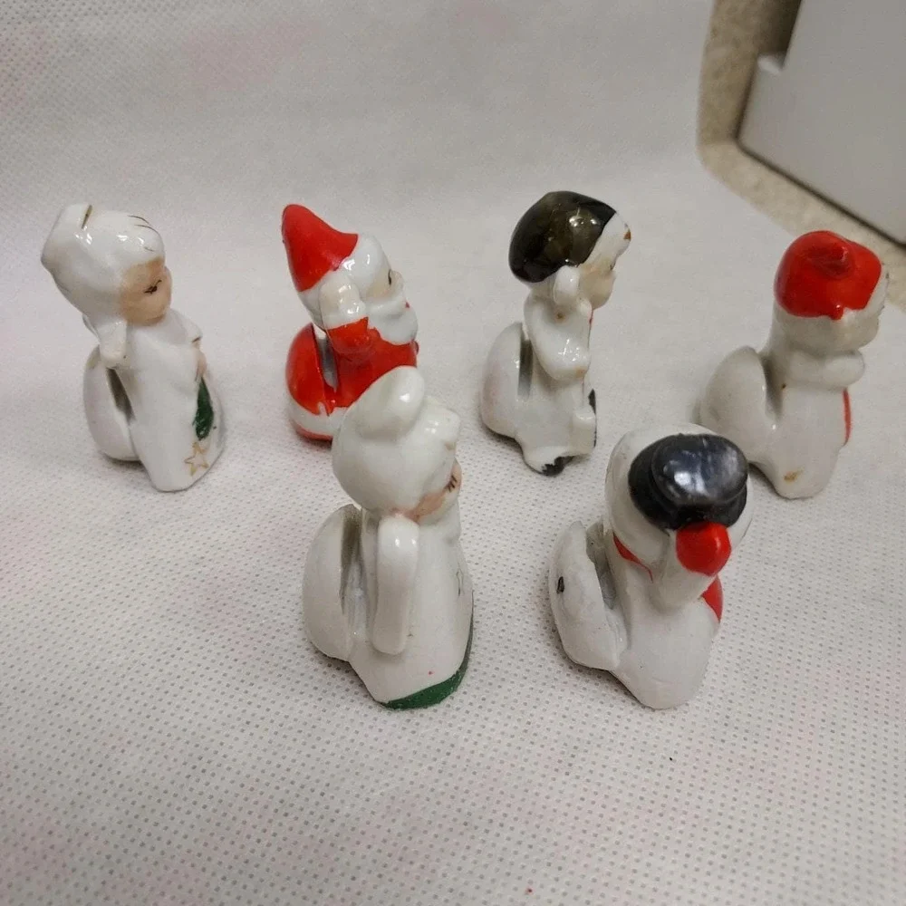 Commodore‎ Vintage 1950'S Japan Christmas Santa Placecard holders #3010 6 pieces